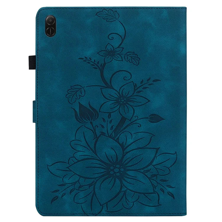 For Honor Pad X8a Case Lily Flower Imprint Card Slots Leather Tablet Cover