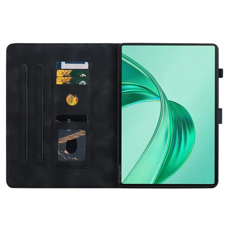 For Honor Pad X8a Case Lily Flower Imprint Card Slots Leather Tablet Cover