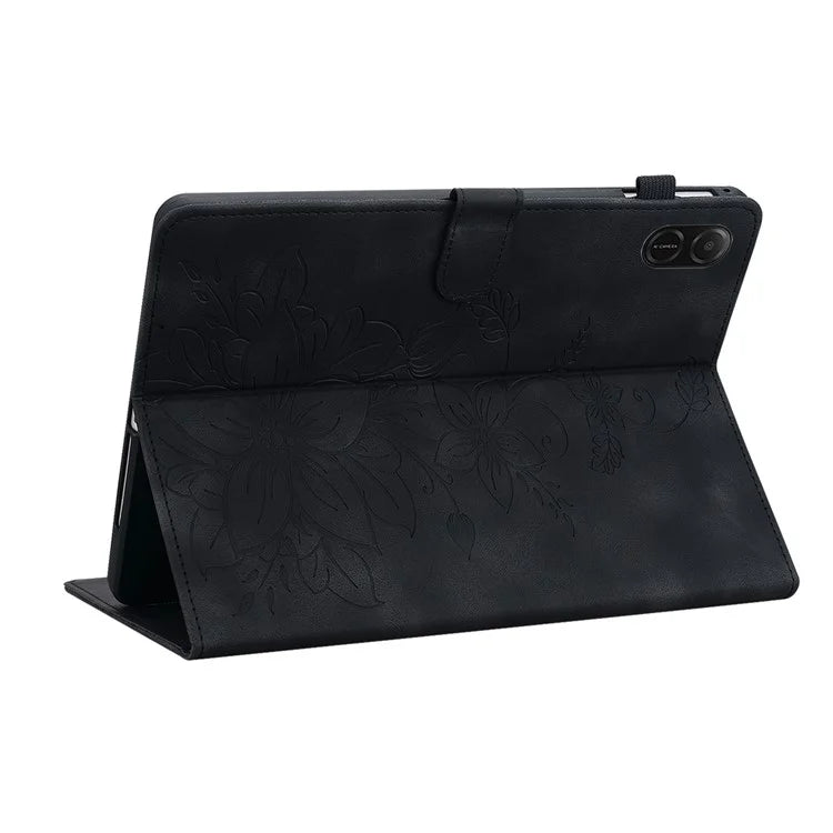 For Honor Pad X8a Case Lily Flower Imprint Card Slots Leather Tablet Cover