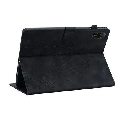 For Honor Pad X8a Case Lily Flower Imprint Card Slots Leather Tablet Cover