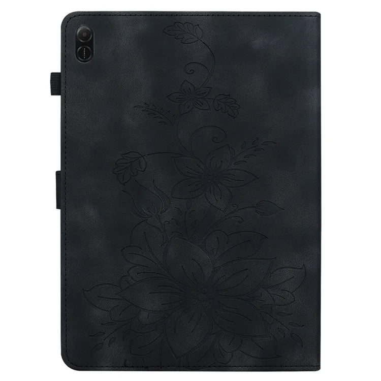For Honor Pad X8a Case Lily Flower Imprint Card Slots Leather Tablet Cover