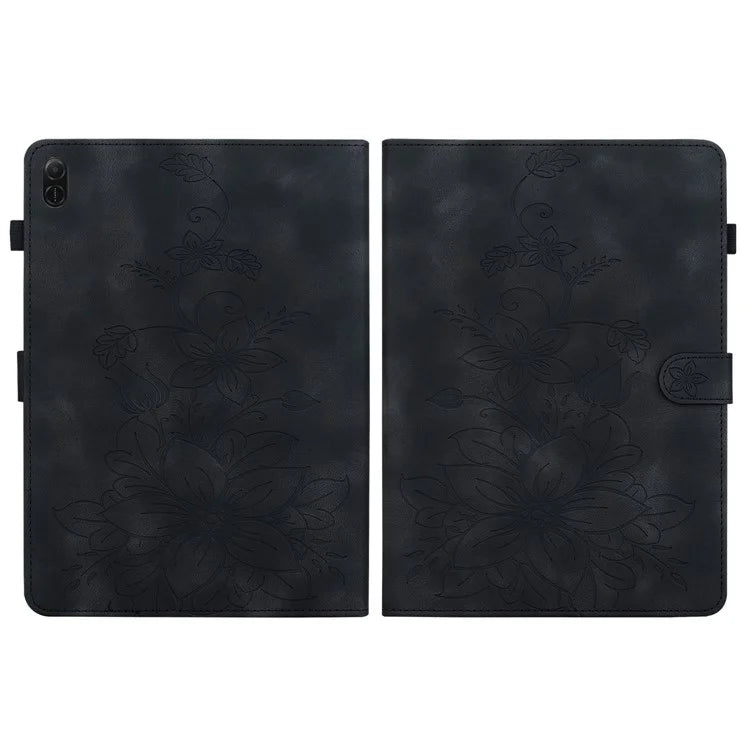 For Honor Pad X8a Case Lily Flower Imprint Card Slots Leather Tablet Cover