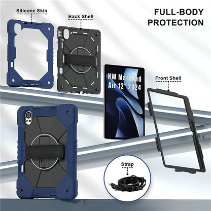 For Huawei MatePad Air 12 (2024) Case Kickstand Silicone+PC Tablet Cover with Shoulder Strap