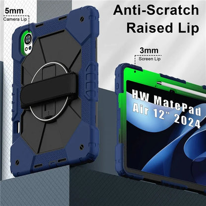 For Huawei MatePad Air 12 (2024) Case Kickstand Silicone+PC Tablet Cover with Shoulder Strap