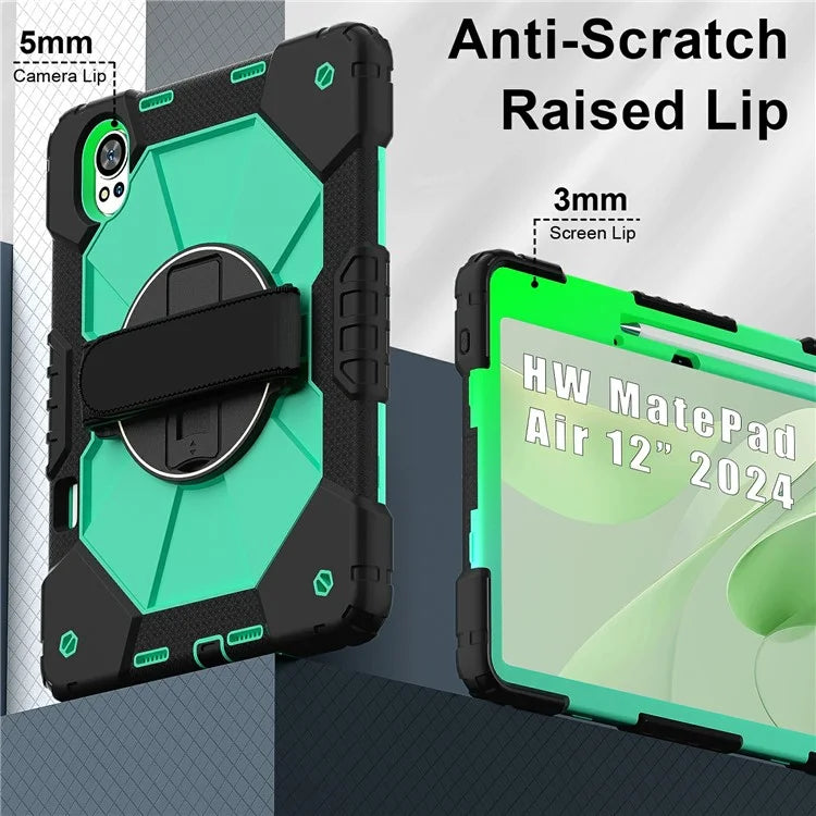 For Huawei MatePad Air 12 (2024) Case Kickstand Silicone+PC Tablet Cover with Shoulder Strap