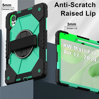 For Huawei MatePad Air 12 (2024) Case Kickstand Silicone+PC Tablet Cover with Shoulder Strap