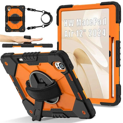 For Huawei MatePad Air 12 (2024) Case Kickstand Silicone+PC Tablet Cover with Shoulder Strap