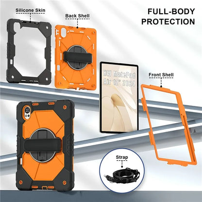 For Huawei MatePad Air 12 (2024) Case Kickstand Silicone+PC Tablet Cover with Shoulder Strap