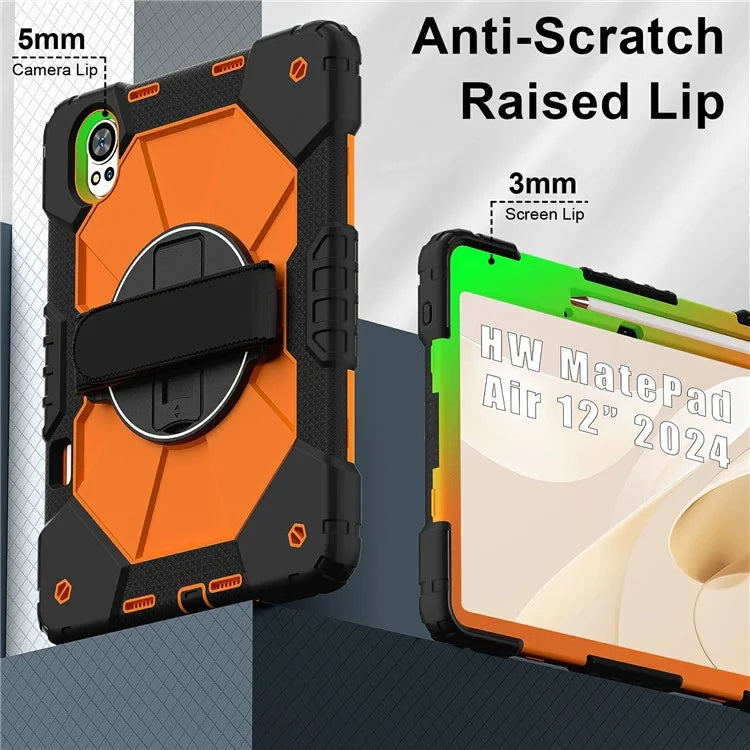 For Huawei MatePad Air 12 (2024) Case Kickstand Silicone+PC Tablet Cover with Shoulder Strap