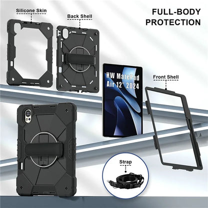 For Huawei MatePad Air 12 (2024) Case Kickstand Silicone+PC Tablet Cover with Shoulder Strap