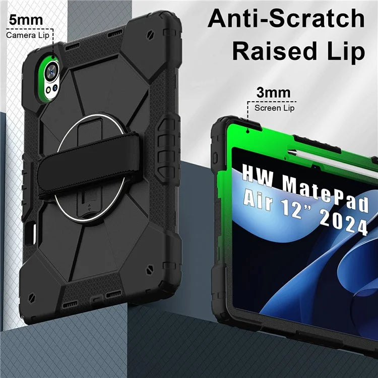 For Huawei MatePad Air 12 (2024) Case Kickstand Silicone+PC Tablet Cover with Shoulder Strap