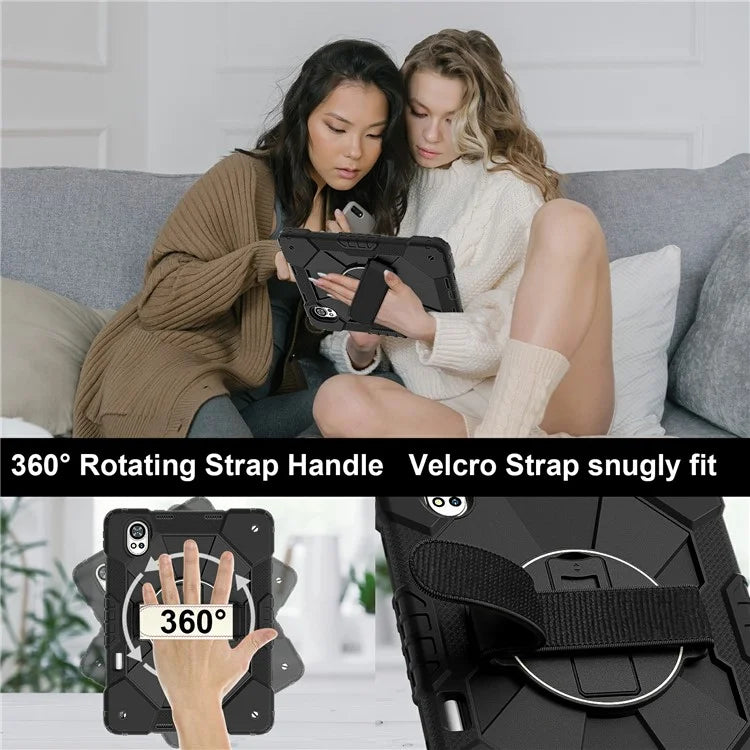 For Huawei MatePad Air 12 (2024) Case Kickstand Silicone+PC Tablet Cover with Shoulder Strap