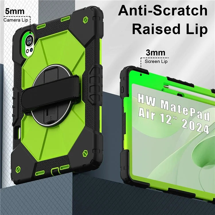 For Huawei MatePad Air 12 (2024) Case Kickstand Silicone+PC Tablet Cover with Shoulder Strap