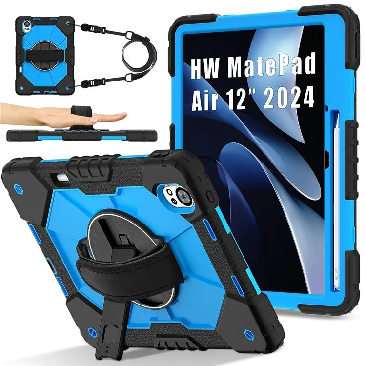 For Huawei MatePad Air 12 (2024) Case Kickstand Silicone+PC Tablet Cover with Shoulder Strap