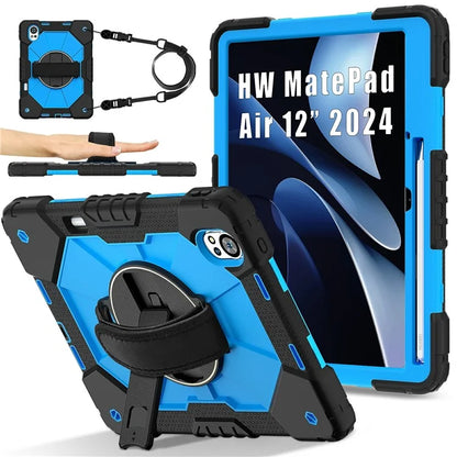 For Huawei MatePad Air 12 (2024) Case Kickstand Silicone+PC Tablet Cover with Shoulder Strap