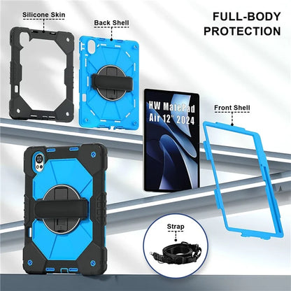 For Huawei MatePad Air 12 (2024) Case Kickstand Silicone+PC Tablet Cover with Shoulder Strap