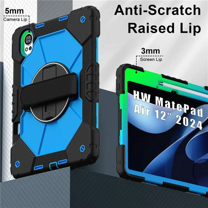 For Huawei MatePad Air 12 (2024) Case Kickstand Silicone+PC Tablet Cover with Shoulder Strap