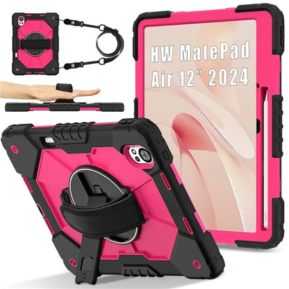For Huawei MatePad Air 12 (2024) Case Kickstand Silicone+PC Tablet Cover with Shoulder Strap