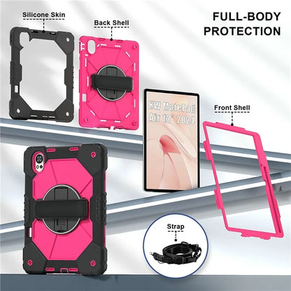 For Huawei MatePad Air 12 (2024) Case Kickstand Silicone+PC Tablet Cover with Shoulder Strap