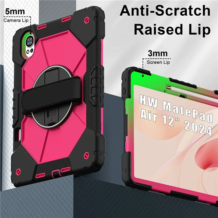 For Huawei MatePad Air 12 (2024) Case Kickstand Silicone+PC Tablet Cover with Shoulder Strap