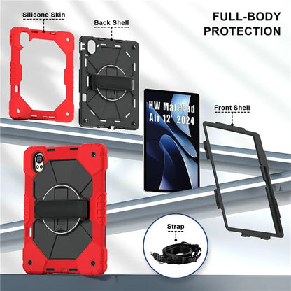 For Huawei MatePad Air 12 (2024) Case Kickstand Silicone+PC Tablet Cover with Shoulder Strap