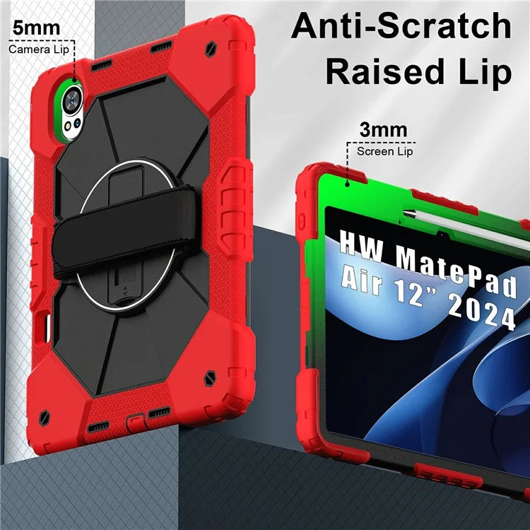 For Huawei MatePad Air 12 (2024) Case Kickstand Silicone+PC Tablet Cover with Shoulder Strap