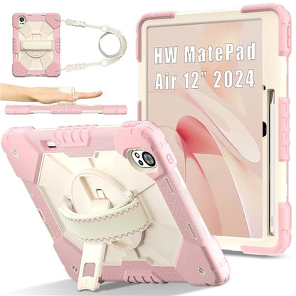 For Huawei MatePad Air 12 (2024) Case Kickstand Silicone+PC Tablet Cover with Shoulder Strap