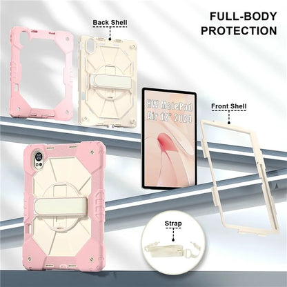 For Huawei MatePad Air 12 (2024) Case Kickstand Silicone+PC Tablet Cover with Shoulder Strap