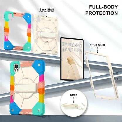 For Huawei MatePad Air 12 (2024) Case Kickstand Silicone+PC Tablet Cover with Shoulder Strap