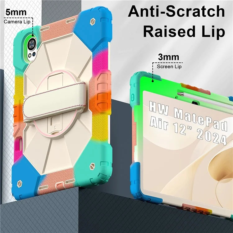 For Huawei MatePad Air 12 (2024) Case Kickstand Silicone+PC Tablet Cover with Shoulder Strap