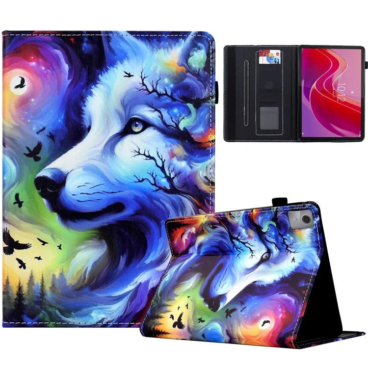 For Lenovo Tab M11 / Xiaoxin Pad 11 2024 Case Pattern Printing Card Holder Leather Tablet Stand Cover