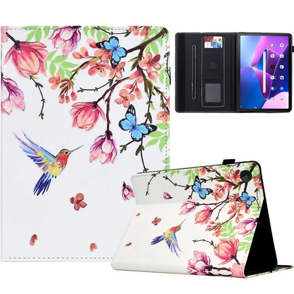 For Lenovo M10 Plus Case Pattern Printing Card Holder Leather Tablet Stand Cover