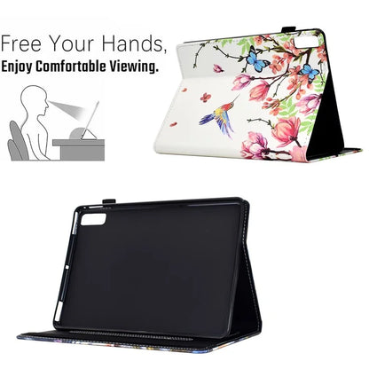 For Lenovo Tab P11 Gen 2 TB-350 / Xiaoxin Pad Plus (2023) Case Pattern Printing Card Holder Leather Tablet Stand Cover
