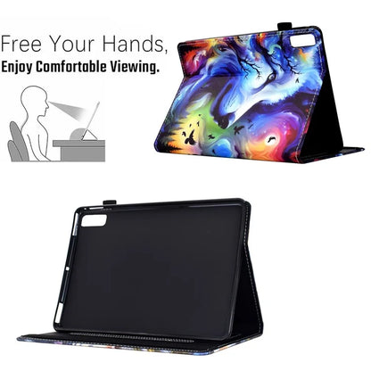 For Lenovo Tab P11 Gen 2 TB-350 / Xiaoxin Pad Plus (2023) Case Pattern Printing Card Holder Leather Tablet Stand Cover