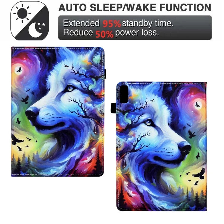For Lenovo Tab M9 TB-310FU Case Pattern Printing Tablet Cover Shockproof Leather Card Holder Stand Case