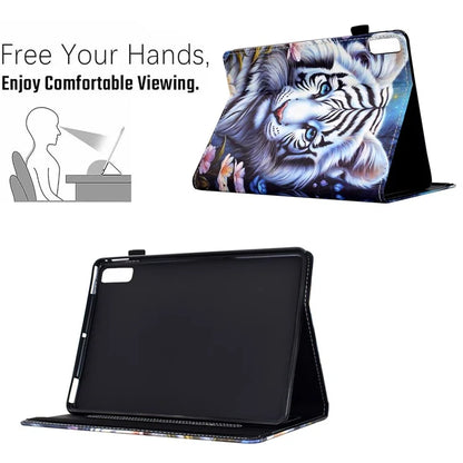 For Lenovo Tab M9 TB-310FU Case Pattern Printing Tablet Cover Shockproof Leather Card Holder Stand Case