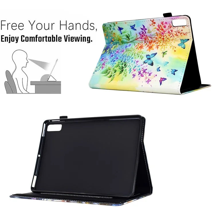 For Lenovo Tab M9 TB-310FU Case Pattern Printing Tablet Cover Shockproof Leather Card Holder Stand Case