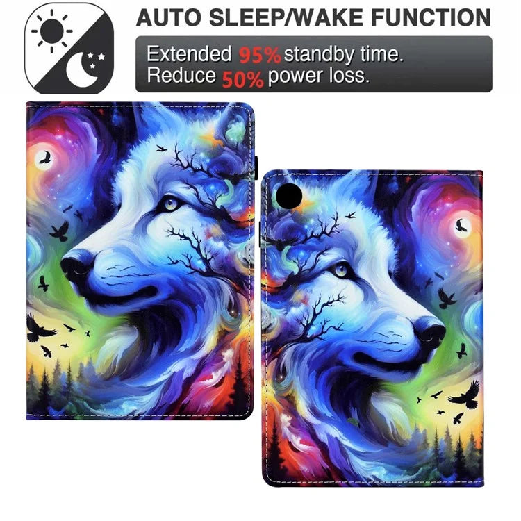 For Samsung Galaxy Tab A8 10.5 (2021) X205 / X200 Case Pattern Printing Tablet Cover Shockproof Leather Card Holder Stand Case