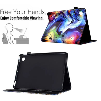 For Samsung Galaxy Tab A8 10.5 (2021) X205 / X200 Case Pattern Printing Tablet Cover Shockproof Leather Card Holder Stand Case