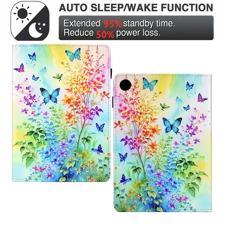 For Samsung Galaxy Tab A8 10.5 (2021) X205 / X200 Case Pattern Printing Tablet Cover Shockproof Leather Card Holder Stand Case