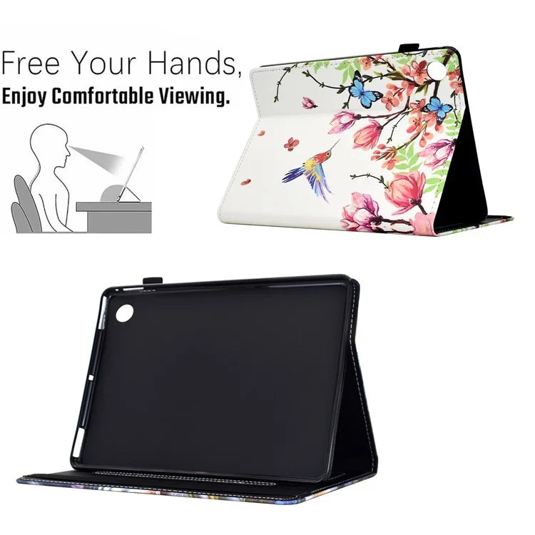 For Samsung Galaxy Tab A9+ Case Pattern Printing Tablet Cover Shockproof Leather Card Holder Stand Case