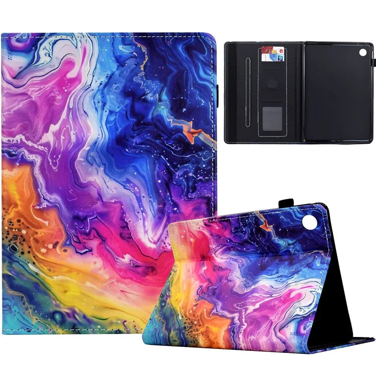 For Samsung Galaxy Tab A9+ Case Pattern Printing Tablet Cover Shockproof Leather Card Holder Stand Case