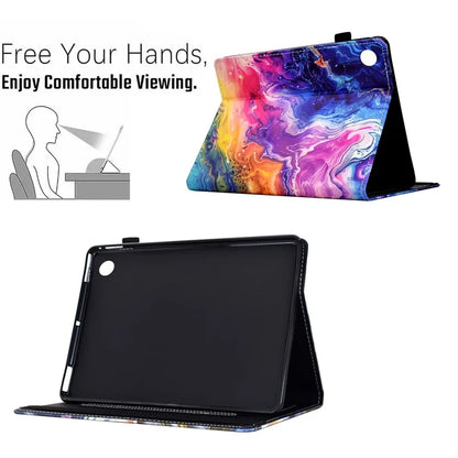 For Samsung Galaxy Tab A9+ Case Pattern Printing Tablet Cover Shockproof Leather Card Holder Stand Case