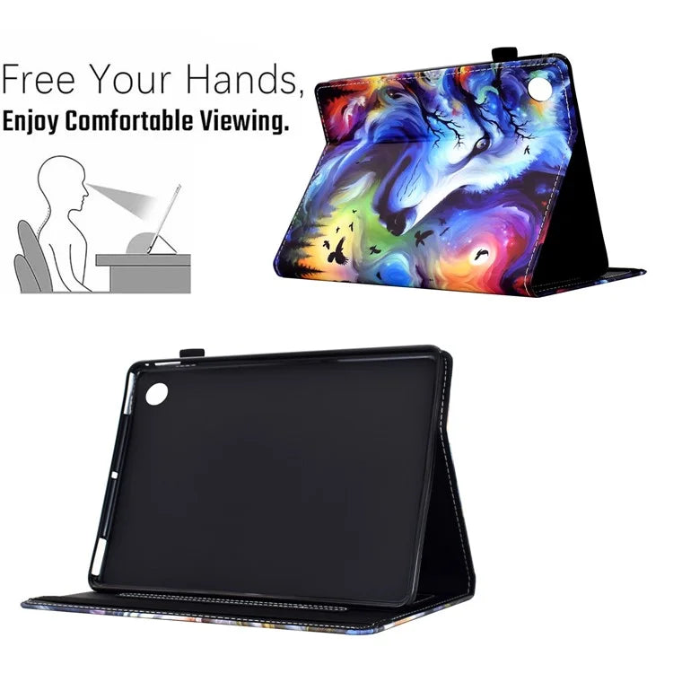 For Samsung Galaxy Tab A9+ Case Pattern Printing Tablet Cover Shockproof Leather Card Holder Stand Case