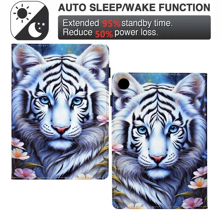 For Samsung Galaxy Tab A9+ Case Pattern Printing Tablet Cover Shockproof Leather Card Holder Stand Case