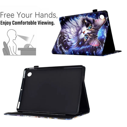 For Samsung Galaxy Tab A9 Case Pattern Printing Tablet Cover Shockproof Leather Card Holder Stand Case
