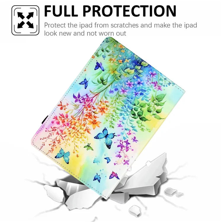 For Samsung Galaxy Tab A9 Case Pattern Printing Tablet Cover Shockproof Leather Card Holder Stand Case