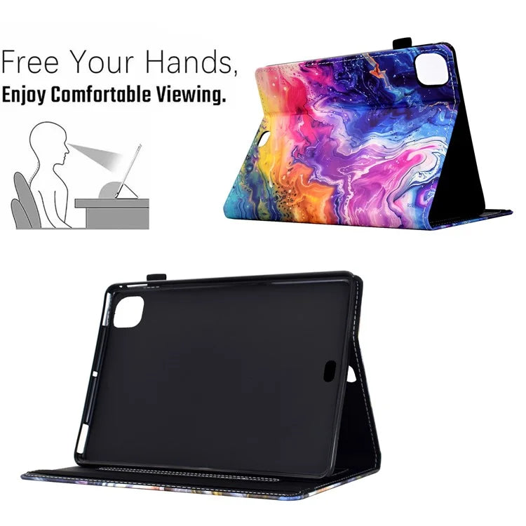 For iPad Pro 11 (2024) Case Pattern Printing Tablet Cover Shockproof Leather Card Holder Stand Case