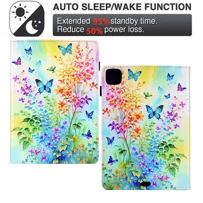 For iPad Pro 11 (2024) Case Pattern Printing Tablet Cover Shockproof Leather Card Holder Stand Case