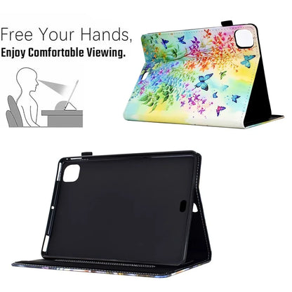 For iPad Pro 11 (2024) Case Pattern Printing Tablet Cover Shockproof Leather Card Holder Stand Case